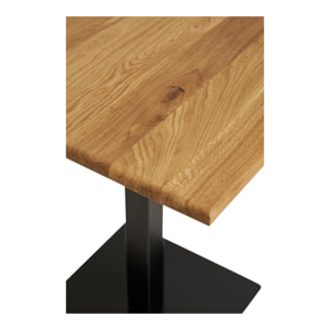 Tavolo bistrot Lignano in rovere naturale con base in metallo nero 70x70x75 cm