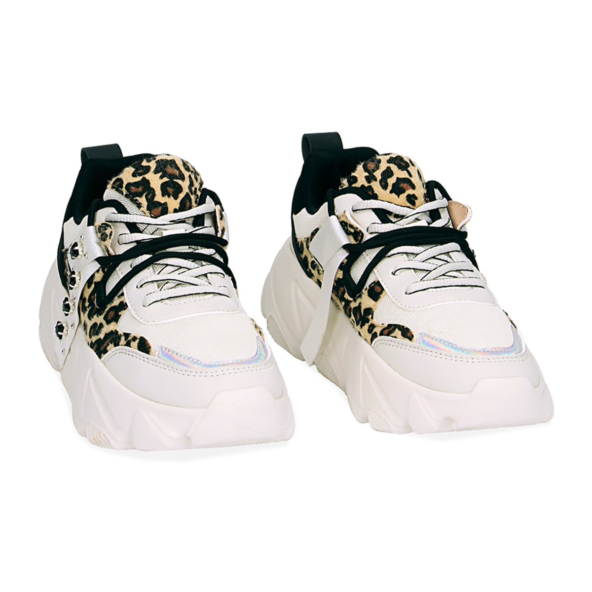 Sneakers bianco leopardate