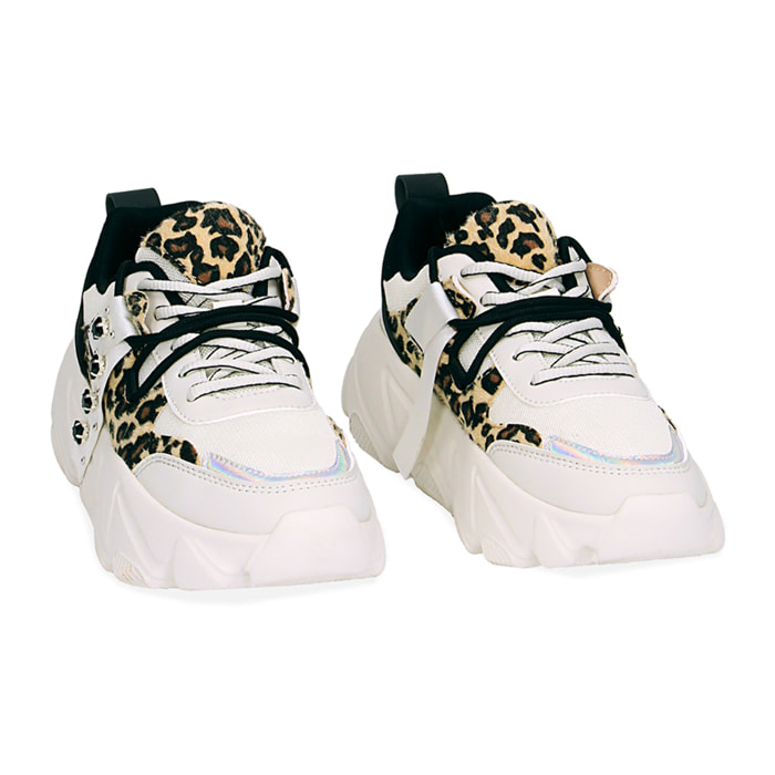 Sneakers bianco leopardate