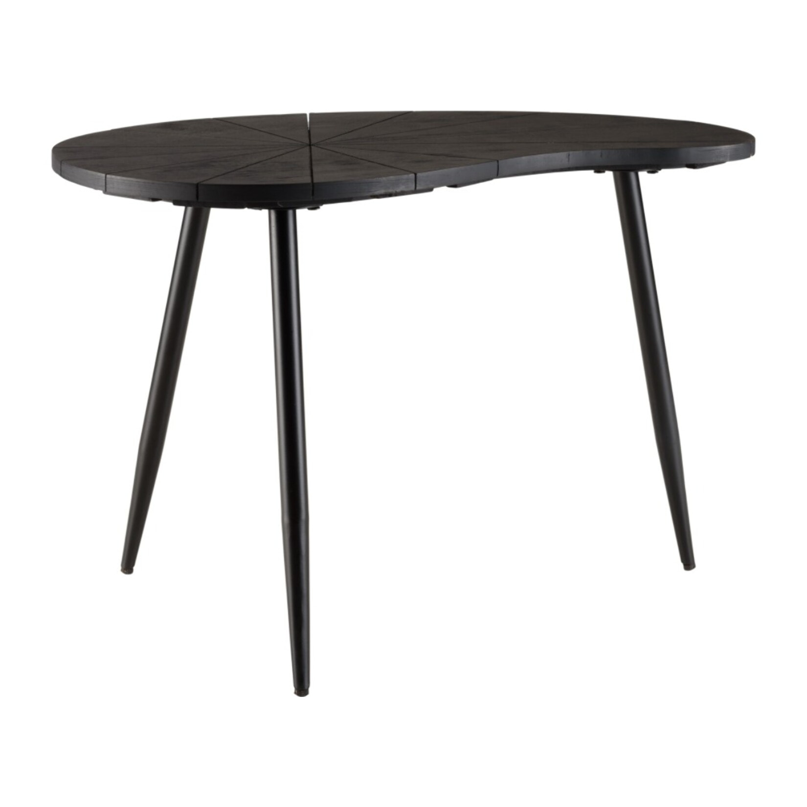 JAMES - Table d'appoint ovoïde plateau texturé noir mat pieds fer noir