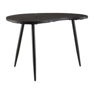 JAMES - Table d'appoint ovoïde plateau texturé noir mat pieds fer noir