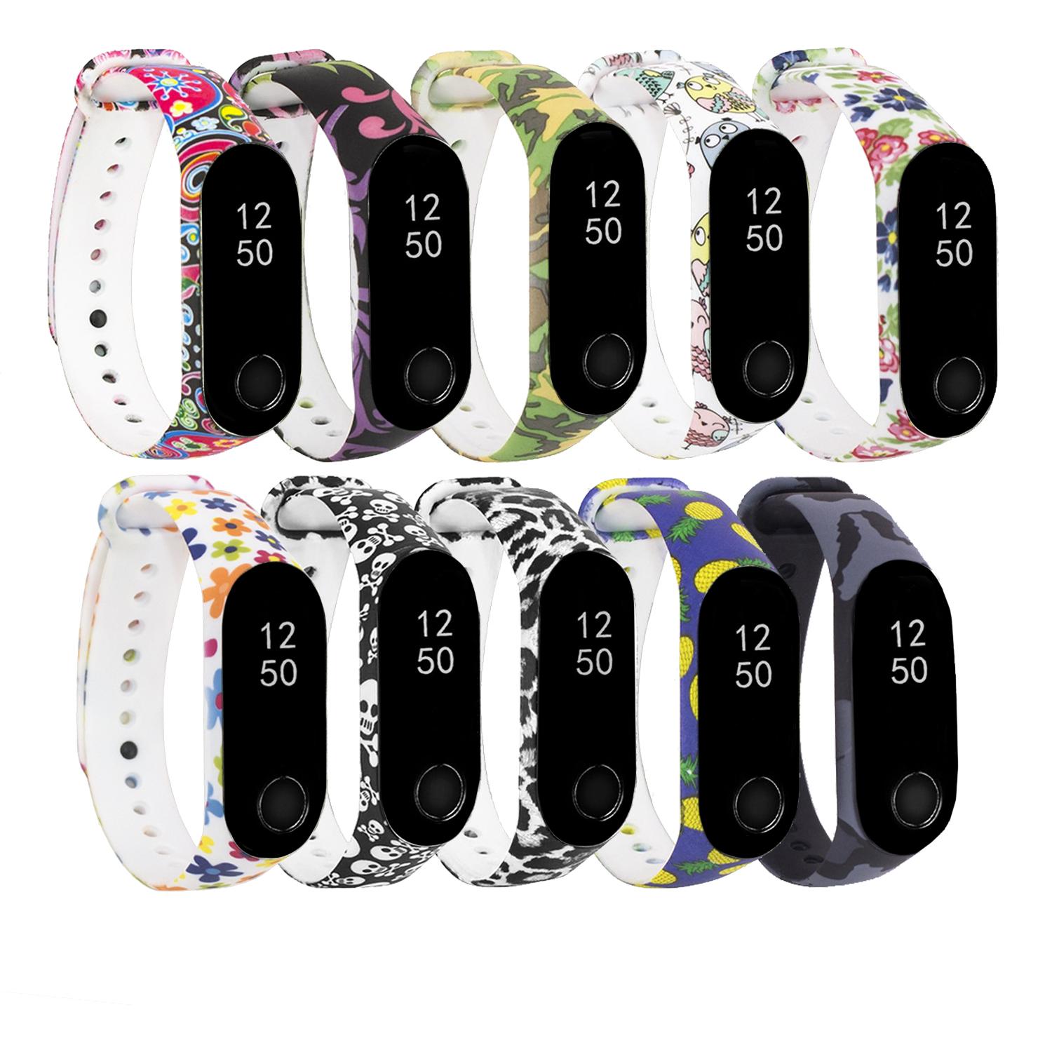 DAM PACKx 10 Correas de silicona estampadas Compatible con Xiaomi Band 25x1x2 Cm. Color: Multicolor