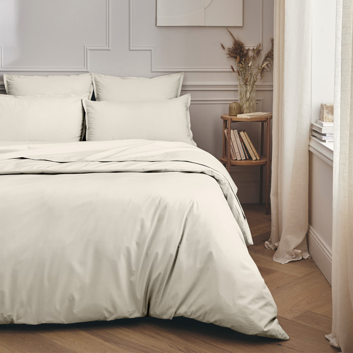 Taie d'oreiller unie en percale de coton, PREMIÈRE, Meringue