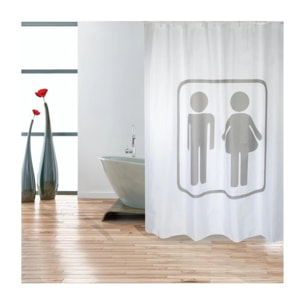 Rideau de douche Polyester H/F 180x200cm QUALITE PREMIUM Gris & Blanc - Anneaux inclus MSV