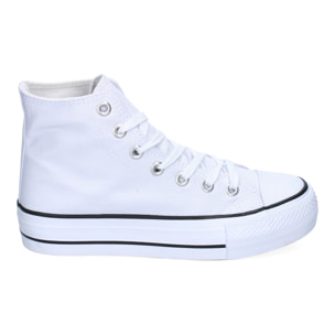 Zapatilla Abotinada de Mujer, Comoda, con Material de Lona, Estilo Bamba