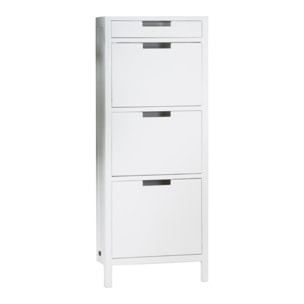 Meuble à chaussures Orus -bois et panneau mdf-couleur laqué blanc mat 50 x 125 x 18 cm