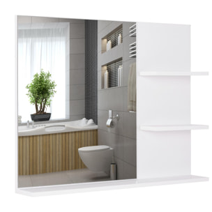 Miroir de salle de bain avec 3 étagères intégrées blanc
