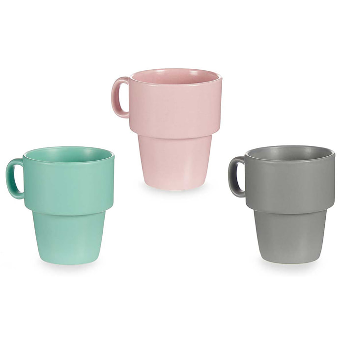 Set de 6 tazas apilables de porcelana 24 cl.