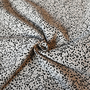 Tissu jacquard ameublement  motif panthère - Ecru