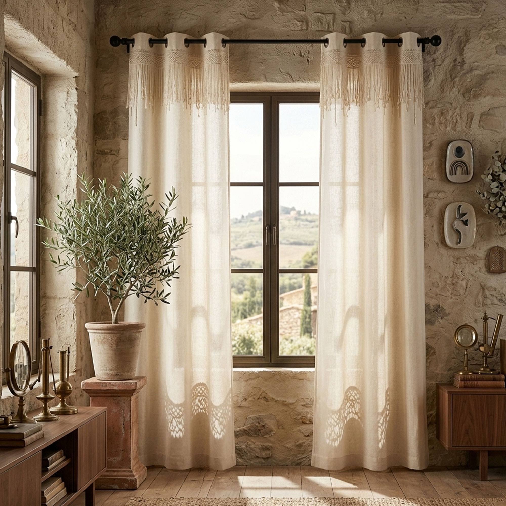 Cortina Ritual de Macramé 140x260cm, Decorativa estilo Boho