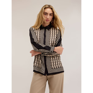 Motivi - Camicia in raso con stampa - Nero