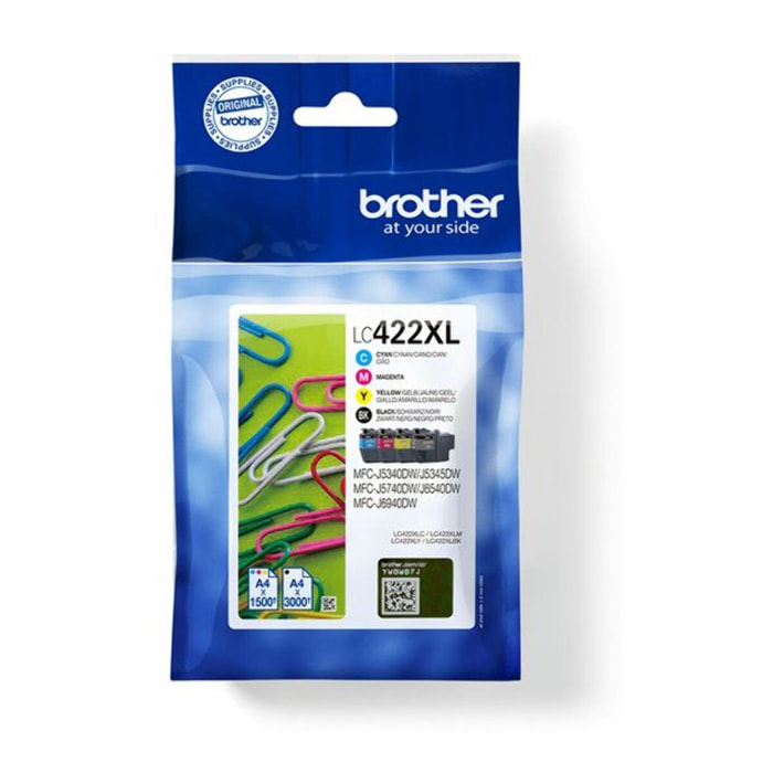 Cartouche d'encre BROTHER Pack Multipack 4 Originales LC422 XL (Noir + 3 Couleurs) - LC422XLVAL