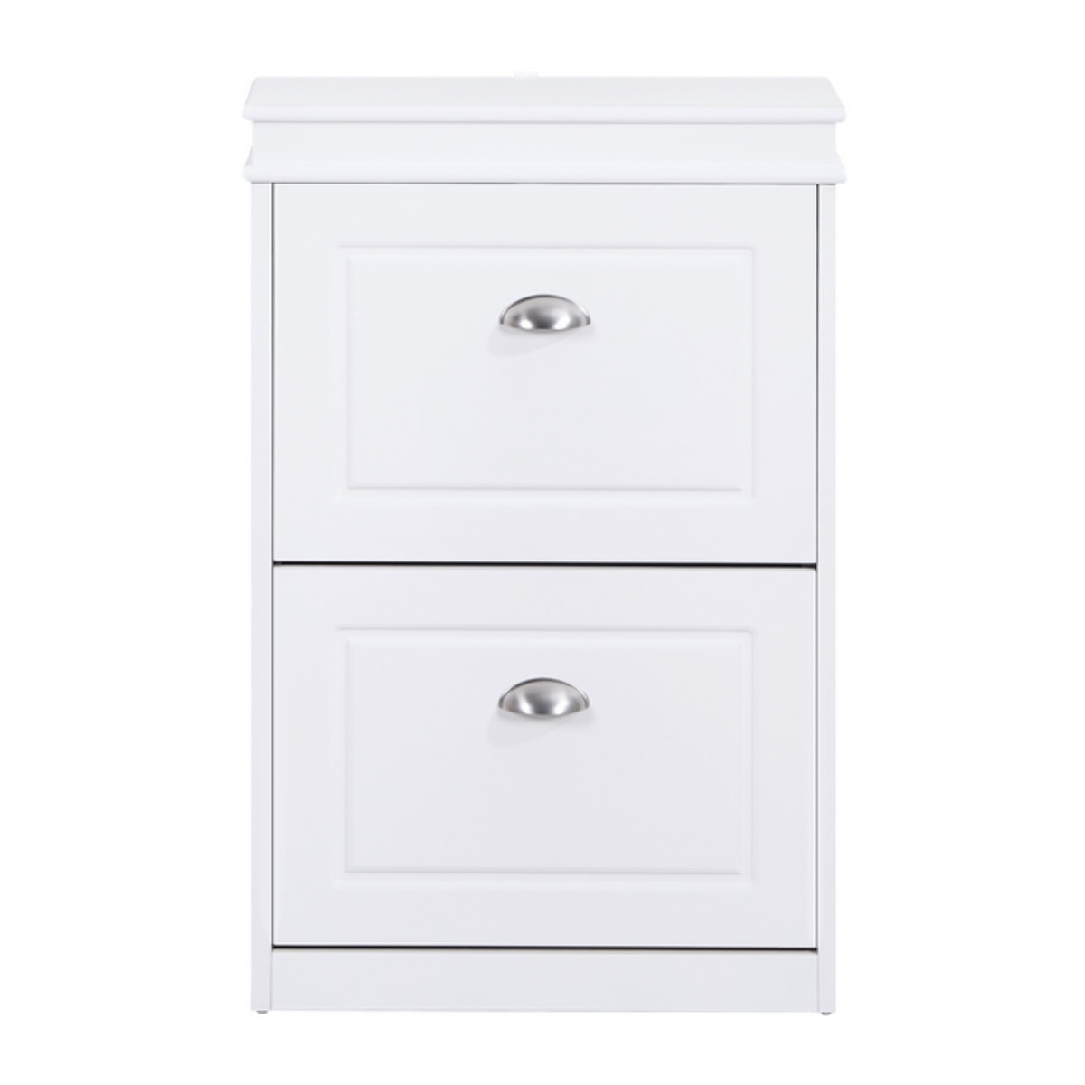 Scarpiera bianca salvaspazio con 2 ribalte 53x24x82 cm design bugnato- Vittoria