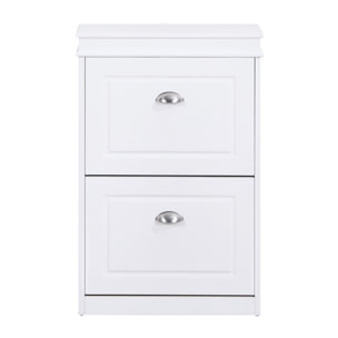 Scarpiera bianca salvaspazio con 2 ribalte 53x24x82 cm design bugnato- Vittoria