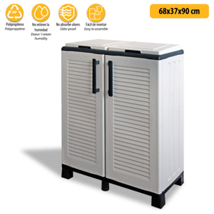 Armario de media altura en polipropileno de la linea eco, práctico para aprovechar al maximo el espacio, l 680 x p370 x h 900 mm.