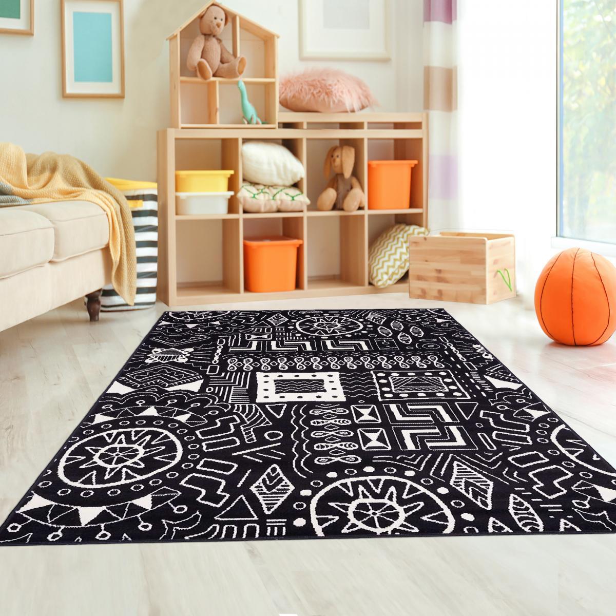 Tapis salon et chambre tissé motif ethnique VEJO