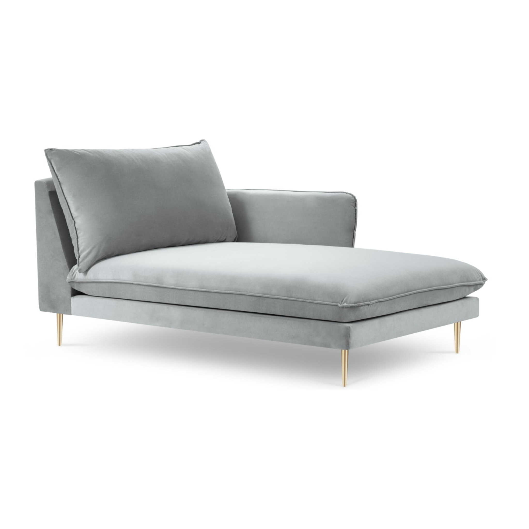Méridienne droite "Vienna" en velours gris clair