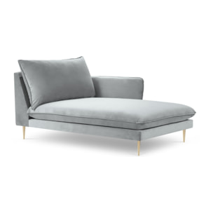 Méridienne droite "Vienna" en velours gris clair