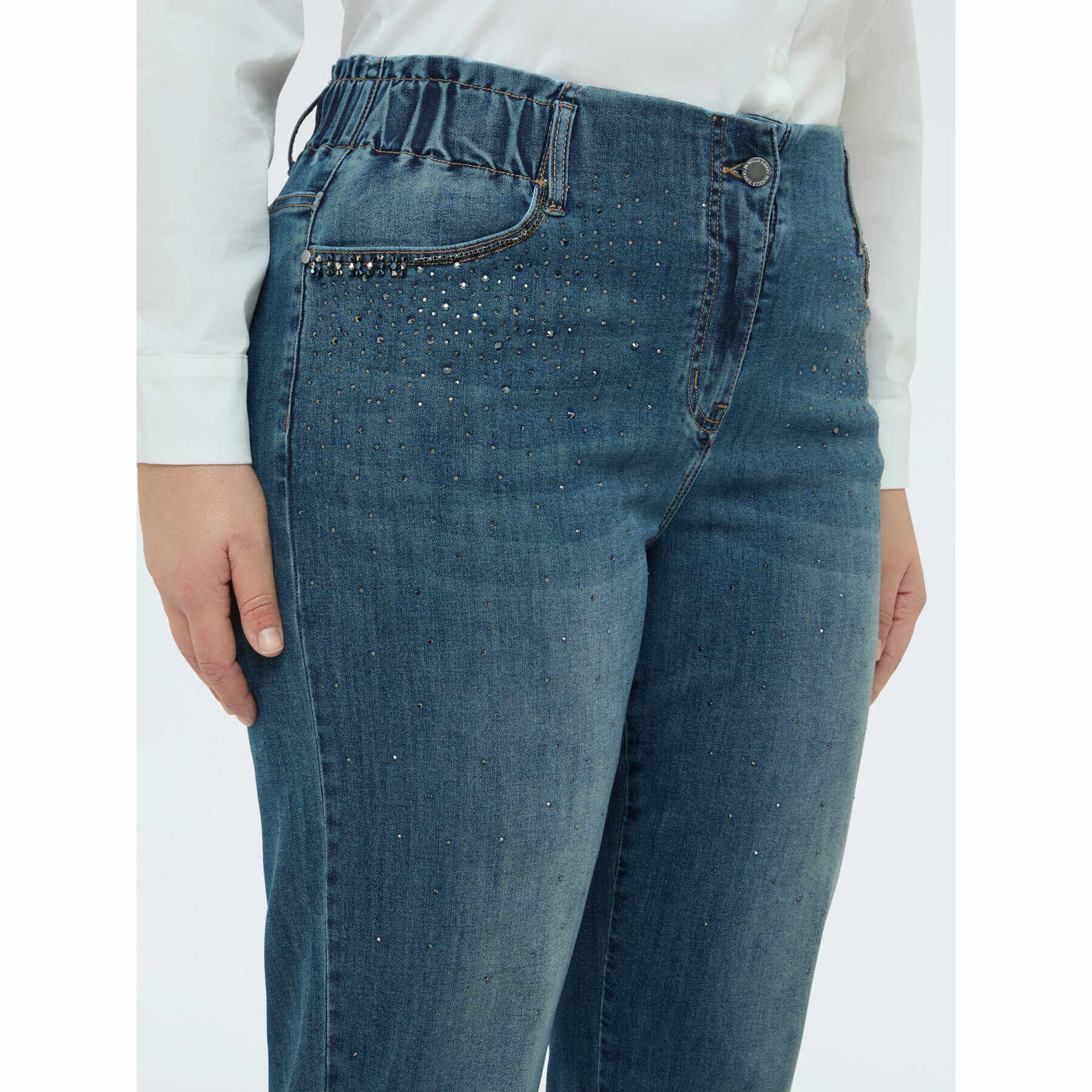 Fiorella Rubino - Jeans Balloon con detalles brillantes - Azul