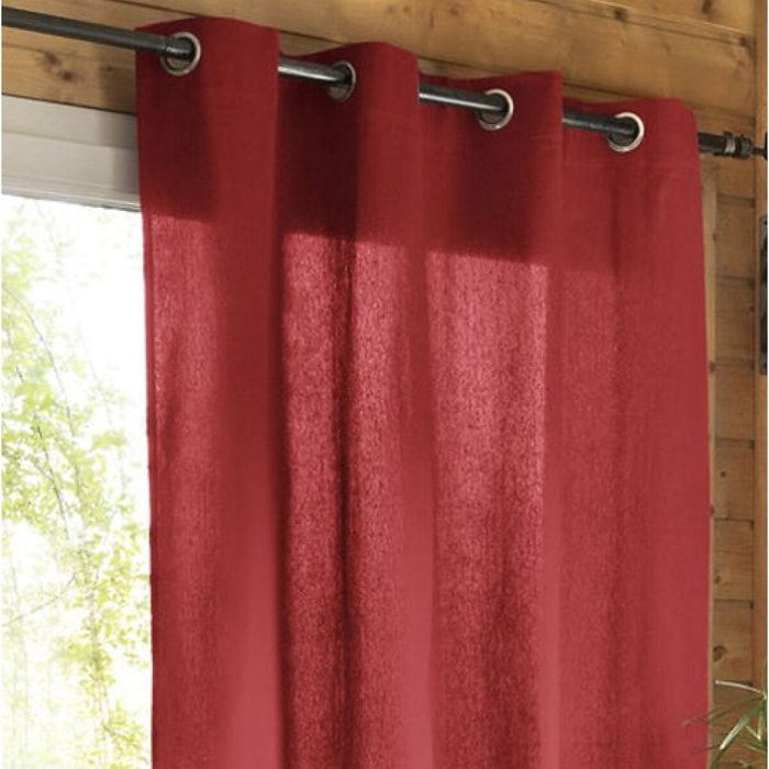 Rideau uni 100% coton Cerise