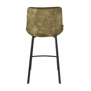 Tabouret de bar rembourré et capitonné en velours vert kaki EMMA 2