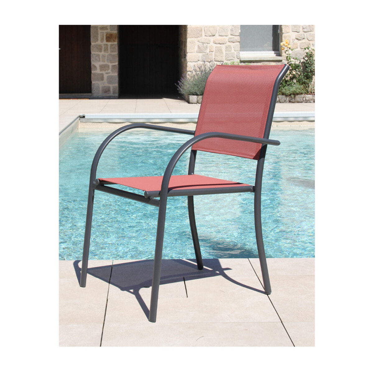 Ensemble table et chaises de jardin  - terracotta - HONFLEUR BEZIERS ARDOISE