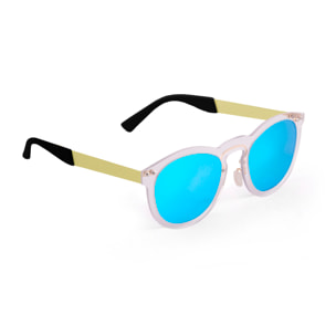 Gafas de sol OCEAN IBIZA - De espejo azul cielo con montura blanco transparente y patillas de metal dorado