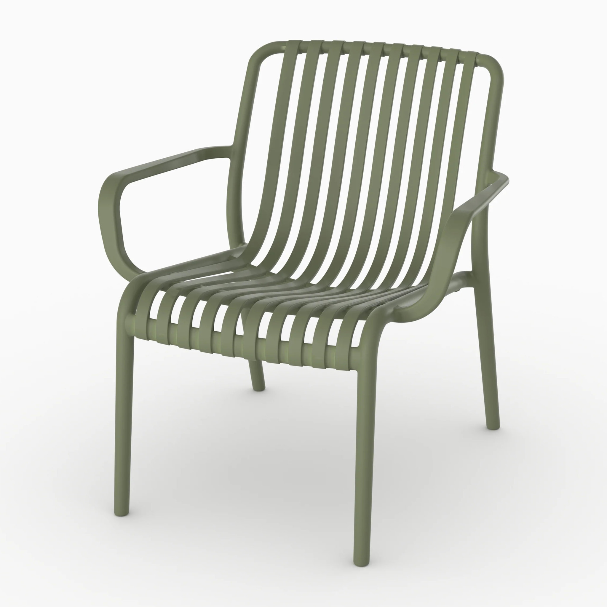 Lot de 2 fauteuils de jardin en plastique vert kaki avec accoudoirs - Ivy