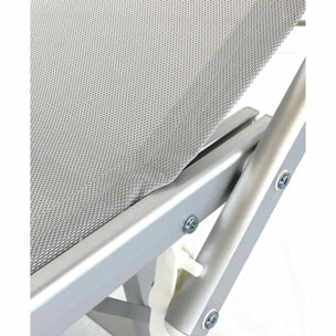 Lettino prendisole in alluminio e tela grigia Bagnino