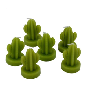 Set di 6 candele a forma di cactus verde cm14x9,5h6,5