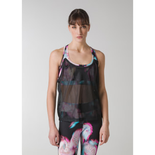 DEHA - Canottiera LAYERED NET TANK TOP in Poliammide per donna