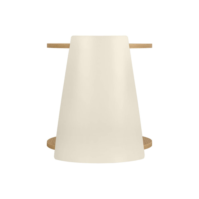 Table d'appoint, table de chevet métal courbé et décor bois avec roulettes MOLTO