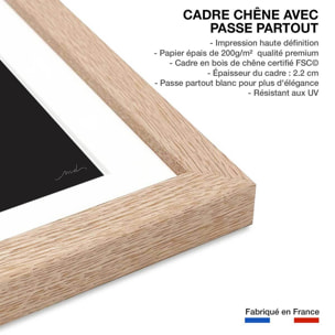 Affiche minimal seignosse Affiche + cadre en bois - Chêne