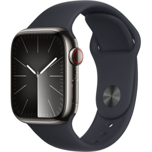 Montre connectée APPLE WATCH Serie 9 Cellular 41mm Acier/Graphite Minuit M/L