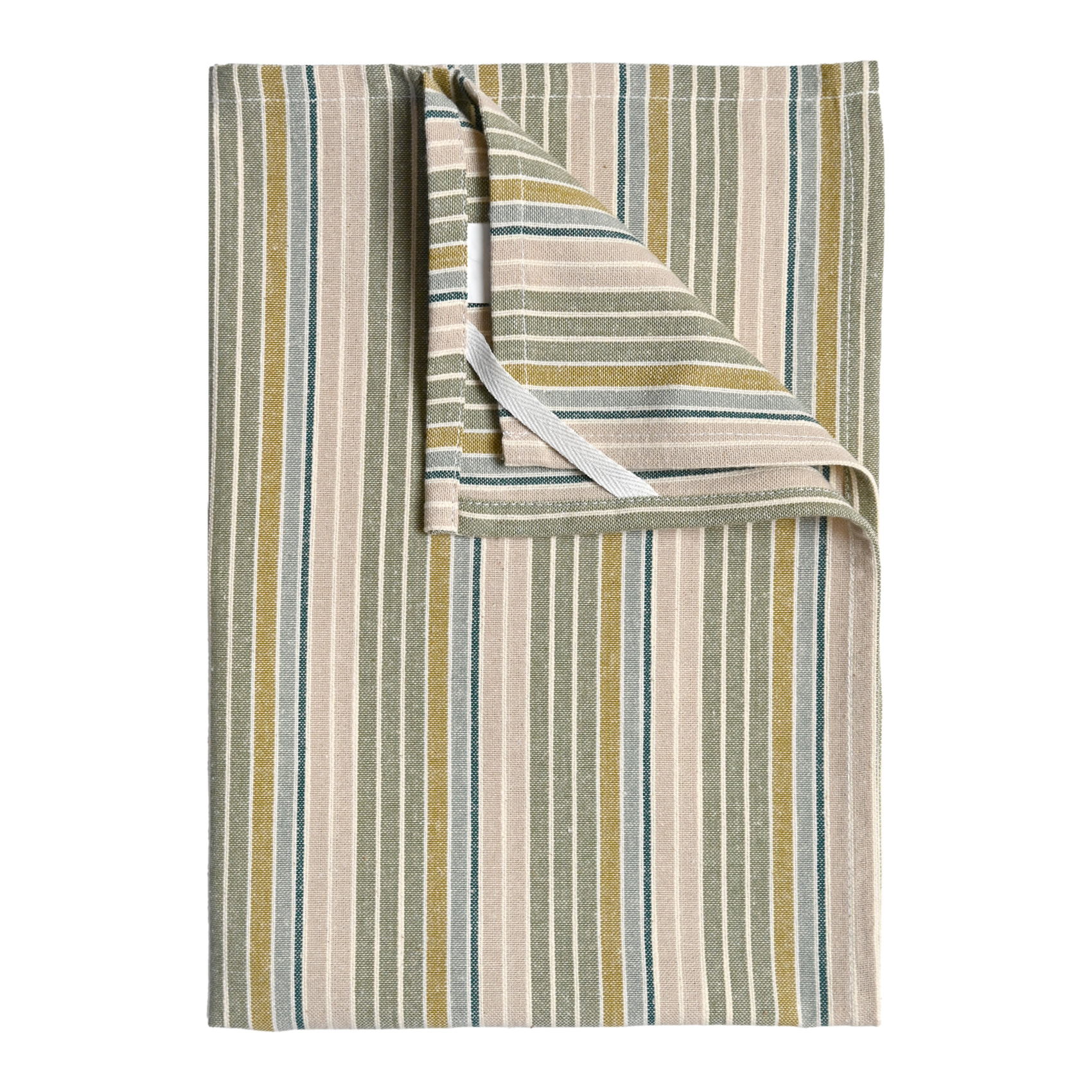 Torchon de cuisine en coton à rayures tissées - Kaki