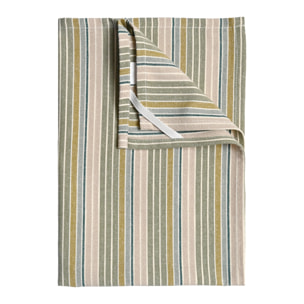 Torchon de cuisine en coton à rayures tissées - Kaki