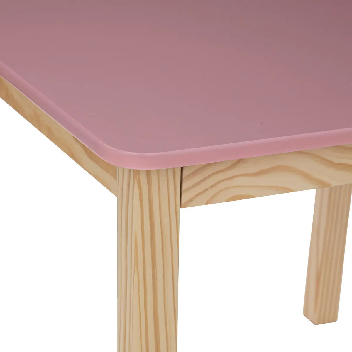 Table "Classic" en pin & bois 60x60cm rose