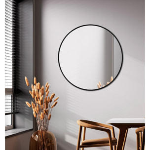 Espejo redondo Halo aluminio negro 80x80x5 cm