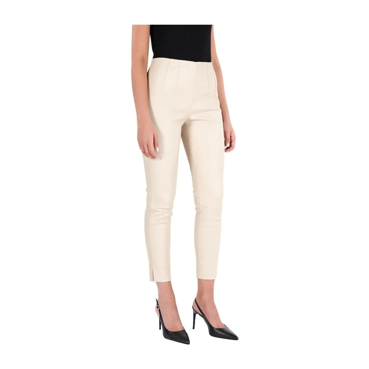 Leggings in pelle panna elasticizzata effetto liscio