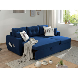 Astoria - canapé d'angle réversible - convertible avec coffre - style contemporain- 4 places - Bleu marine