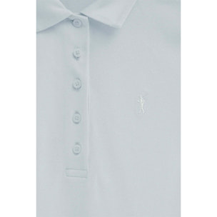 Vestito corto azzurro con maniche corte, colletto a polo e logo Rigby Go