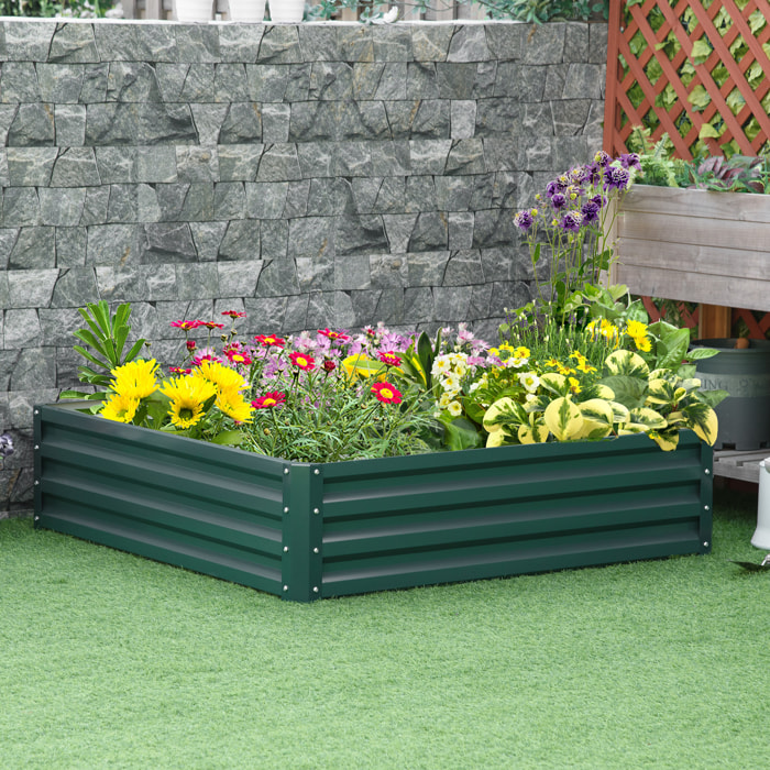 Jardinera Exterior Grande Rectangular de Acero Galvanizado Huerto Urbano para Cultivar Plantas Flores Hierba Macetero Grande Exterior con Base Abierta 120x120x30 cm Verde