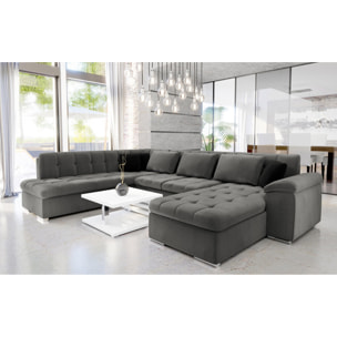 Chuck - canapé panoramique XXL - convertible avec coffre - 7 places - gauche - Gris