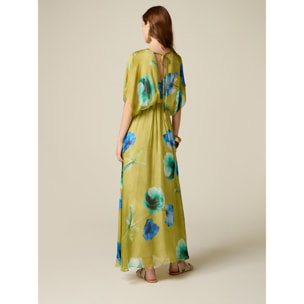 Oltre - Vestido largo mezcla de seda estampado - Verde
