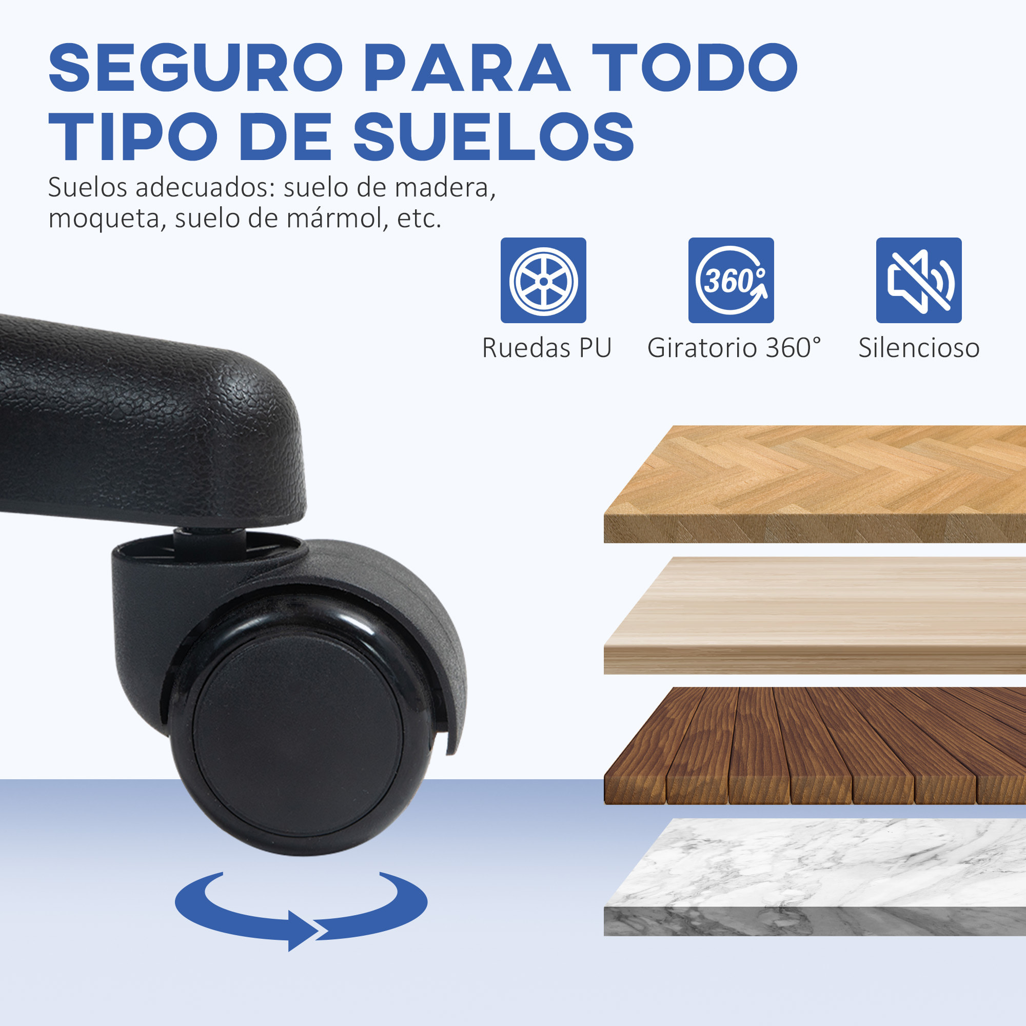 Silla de Oficina sin Brazos Silla de Escritorio Giratoria con Respaldo de Malla Transpirable Altura Ajustable Silla de Despacho Carga 120 kg Azul