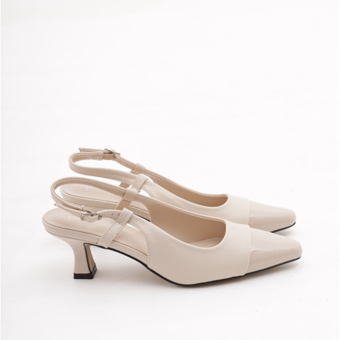 SLINGBACK BASSA PUNTALE CHOCOLA' BEIGE