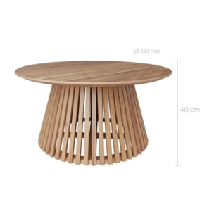 Table basse ronde en bois clair d'acacia D80 cm - Képès