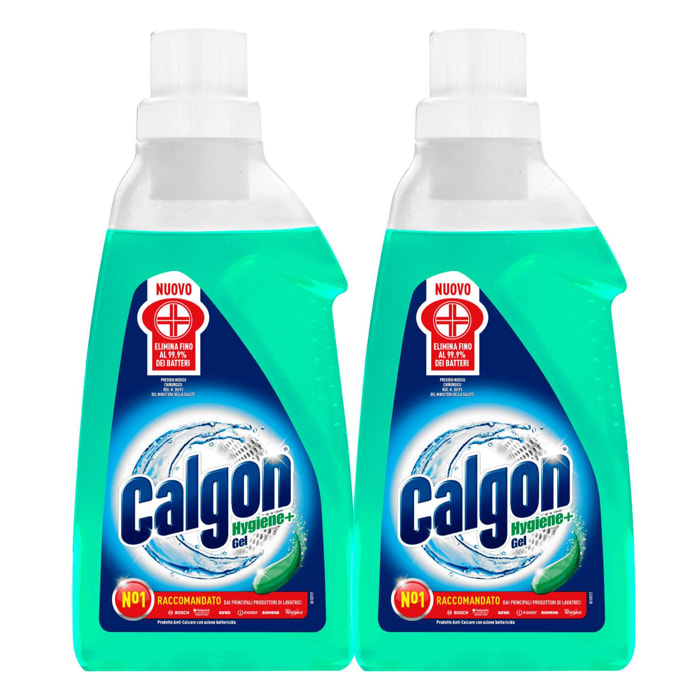 2x Calgon Hygiene Plus Gel Anti-Calcare Igienizzante Lavatrice - 2 Flaconi da 1500ml