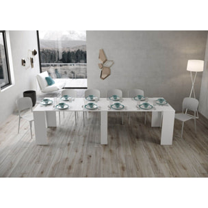 Consola extensible 90x48/296 cm Bakari fresno blanco extensiones internas