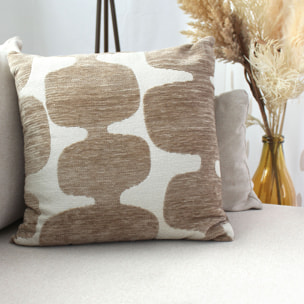 Coussin décoratif déhoussable jacquard motif moderne - Beige